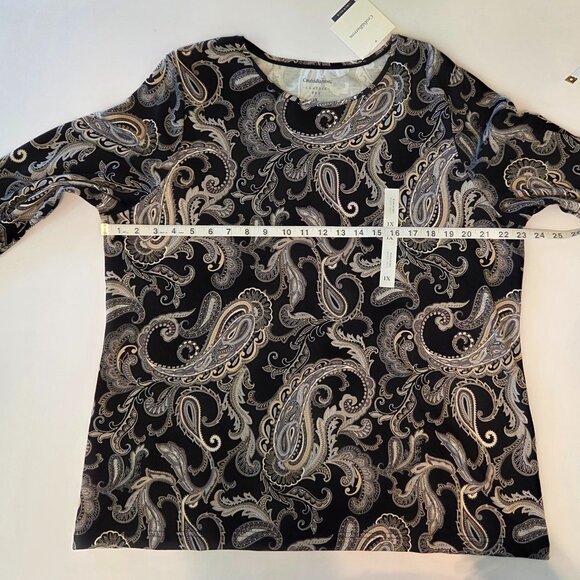 NWT - Croft & Barrow Classic Long Sleeve Paisley Print 100% Cotton Tee – Size 1X - Picture 3 of 11